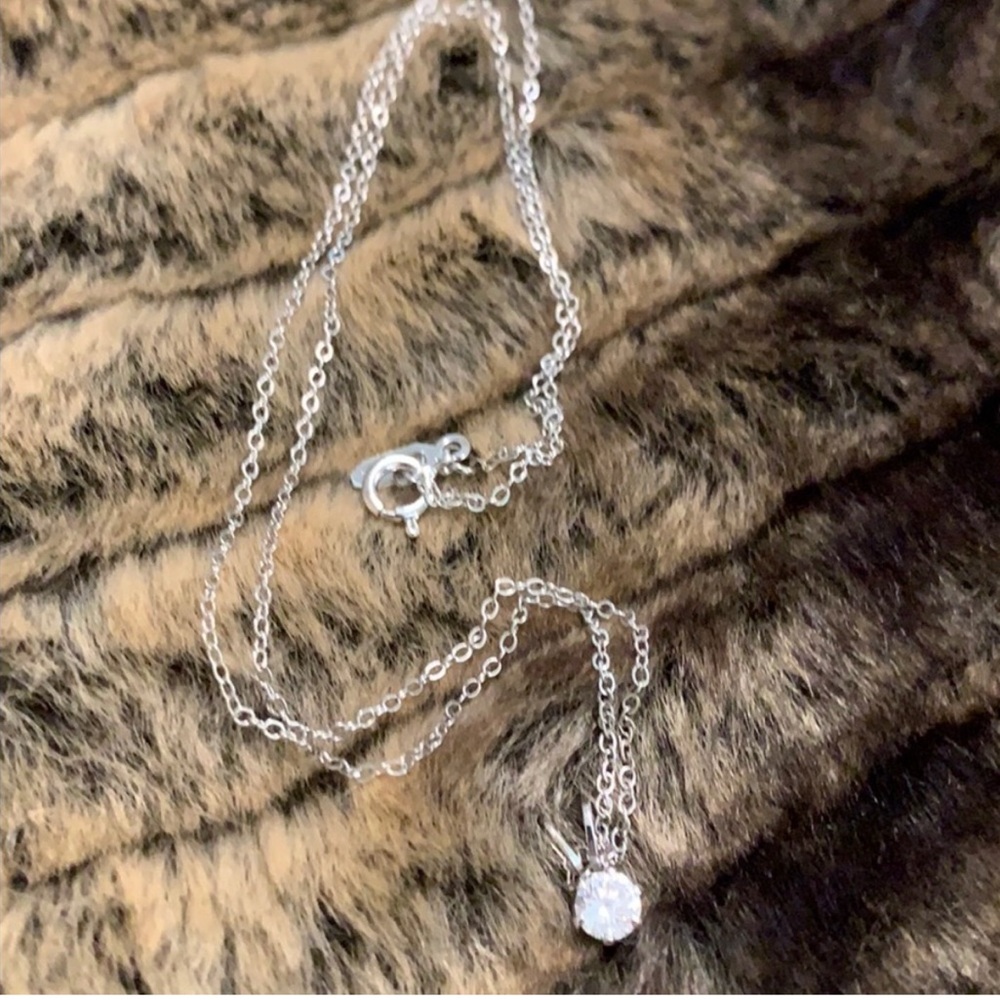 A SET - CZ solitaire ring & solitaire necklace-Ring Size 7- Necklace 16” A53/A58 - Picture 10 of 13